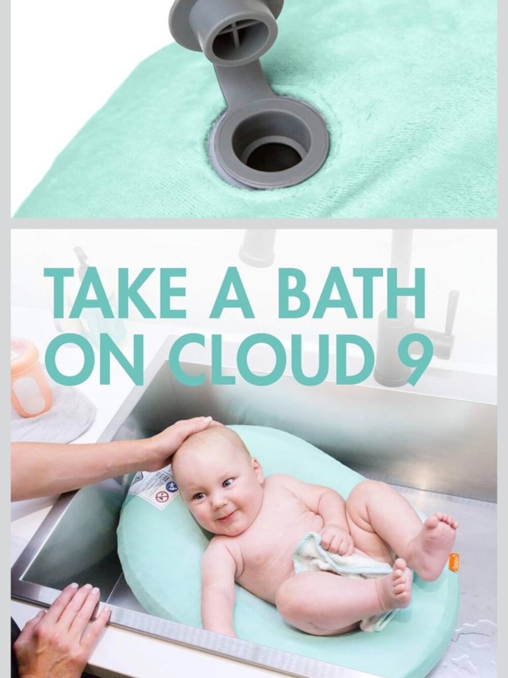 Boon Puff Inflatable Baby Bather - Infant Bathtub 1 Count (Pack of 1), Mint